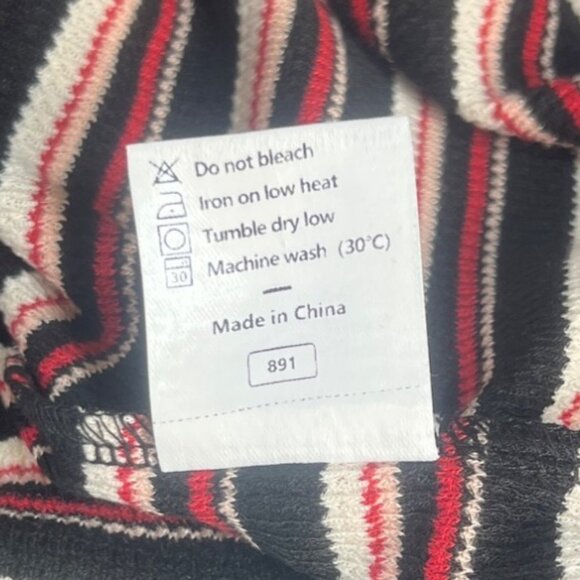 Wiholl Striped Collared Polo Shirt Womens XL Red Black New - Picture 8 of 10